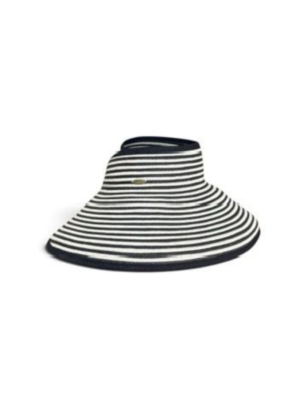 Scala Sun Hat Packable Black White Stripe Roll Up Wide Brim Beach Travel Resort